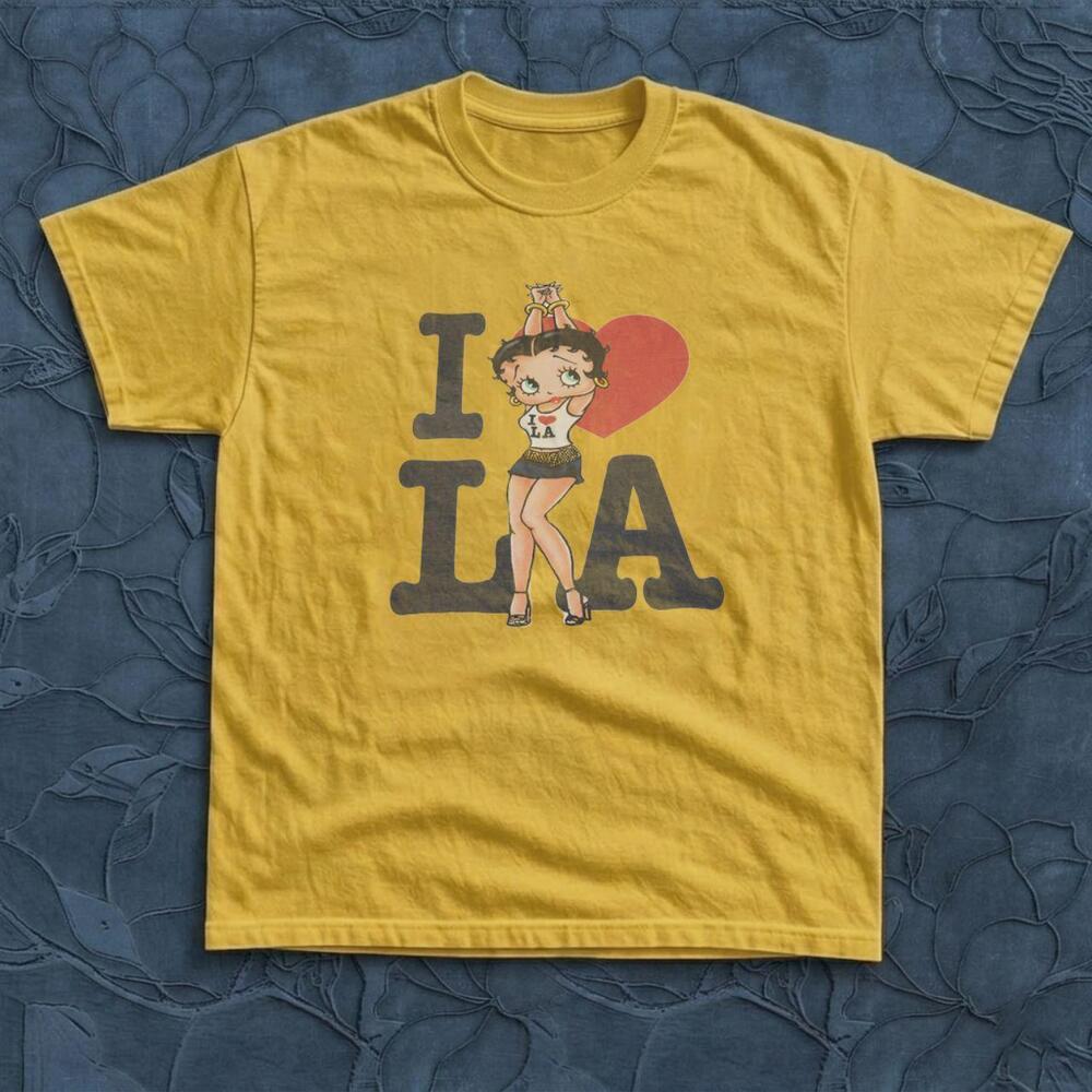 Y2K I Love La Retro Betty Boop Yellow Graphic Tee